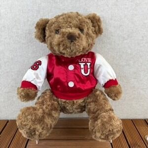 Dan Dee Collector's Choice 13" Brown Teddy Bear "Love U" Varsity Jacket UofU